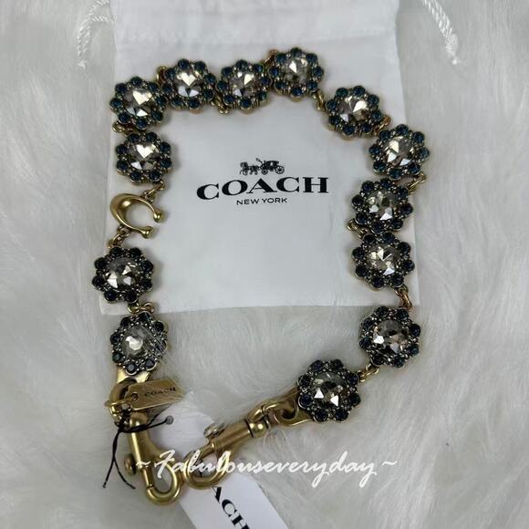 Coach Short Jewelry Chain Strap In Brass/Blue Multi CDE47 NWT - Picture 3 of 5